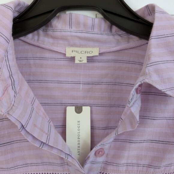 Anthropology PILCRO Flange Shoulder Buttondown Shirt Lavender Size S - Picture 4 of 7